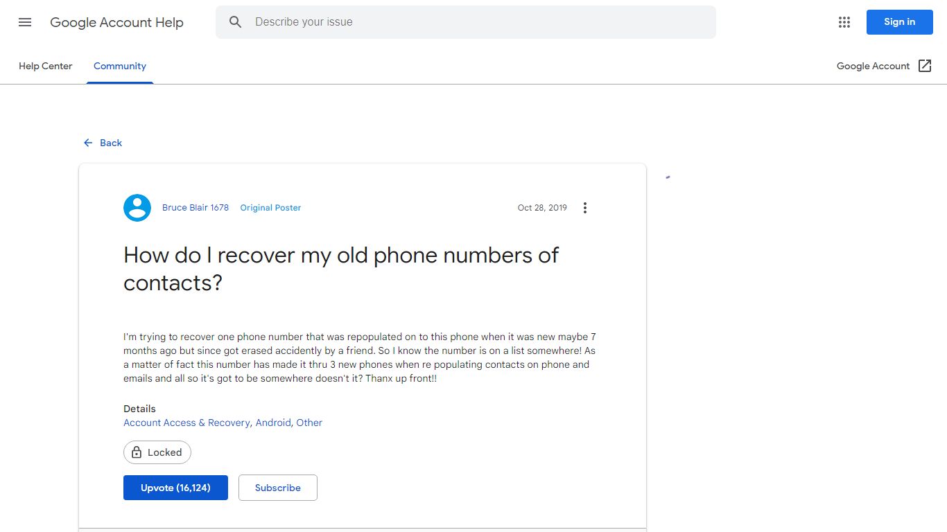 How do I recover my old phone numbers of contacts? - Google